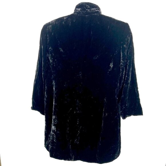 BLACK CRUSHED VELVET INC INTERNATIONAL CONCEPTS WOMAN LONG JACKET - 16W - Picture 4 of 5